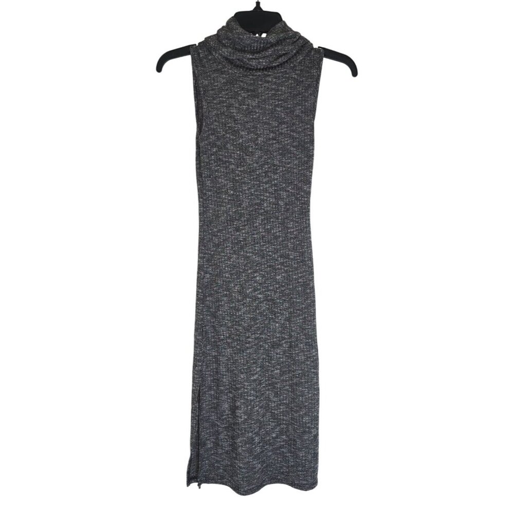 Sleeveless Gray Knit Turtleneck Midi Dress By Polly & Esther - Small - Picture 2 of 4